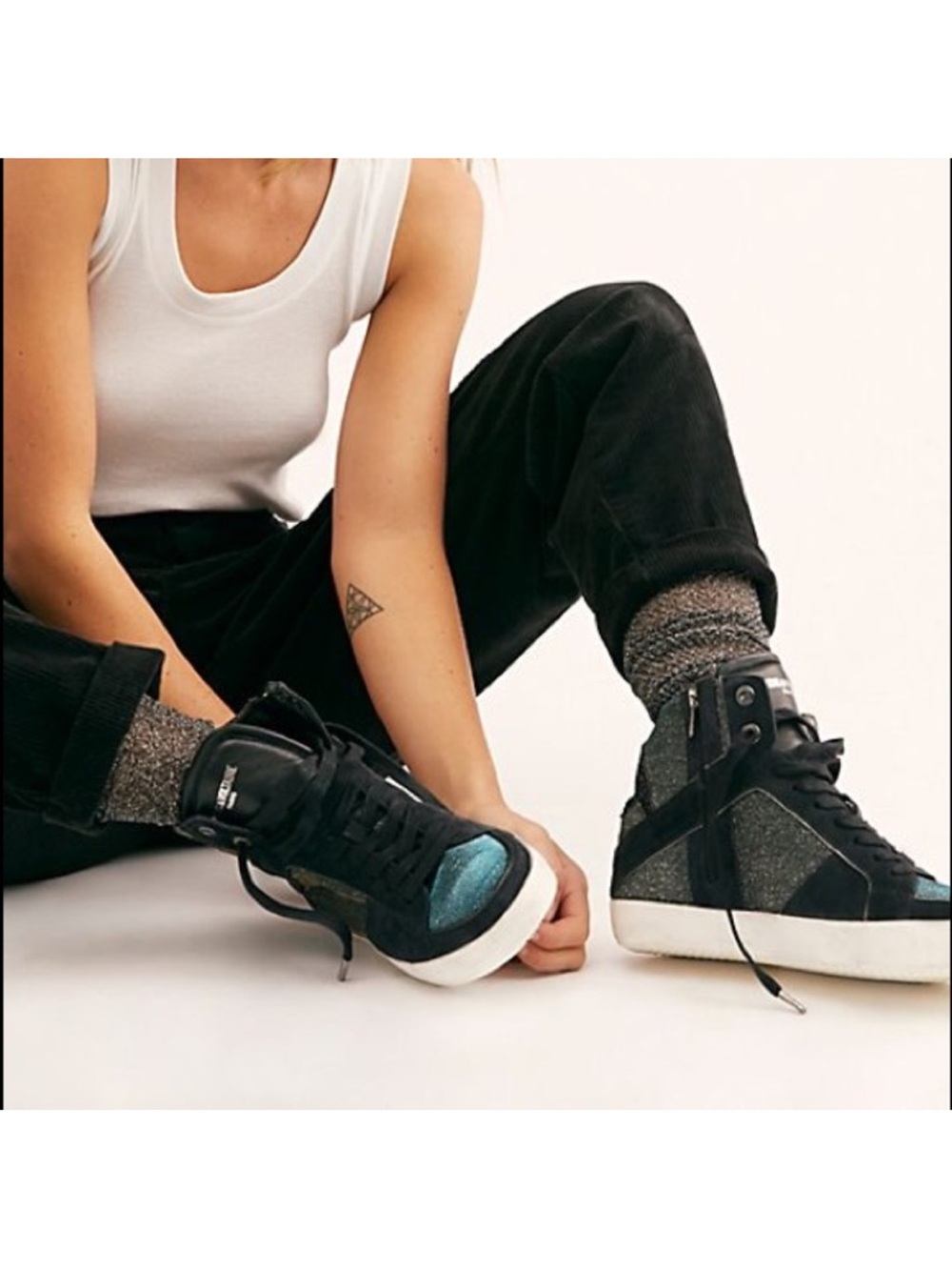 Zadig and Voltaire Black Glitter High-Top Sneakers